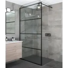 Dublin Walk-in .||. Black zuhanyfal 100, 200cm, 6mm, NANO kád, zuhanykabin