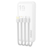 DUDAO K6Pro Universal 10000mAh Power Bank külső akkumulátor USB kábel, USB Type C, Lightning fehér (K6Pro-fehér)