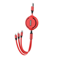 DUDAO L8H 3in1 USB-A - USB-C / Micro USB / Lightning piros (L8H red) kábel és adapter