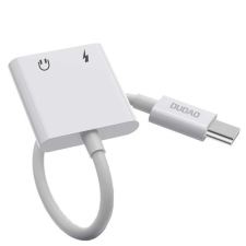 DUDAO Type-c USB - USB Type C / 3,5 mm-es mini jack fülhallgató-adapter audio és töltő, fehér (L13T fehér) mobiltelefon kellék