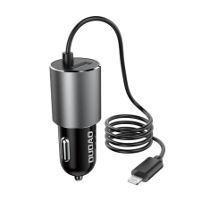 DUDAO USB autós töltő beépített 3,4 A Lightning kábellel fekete (R5Pro L) mobiltelefon kellék