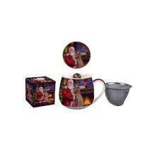 Duo Gift D.G.36022 Porcelánbögre tetővel, fémszűrővel, 430ml, dobozban, Santa Letter bögrék, csészék