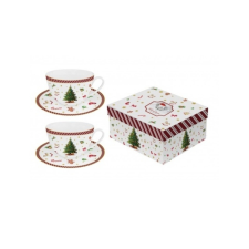 Duo Gift D.G.36626 Porceláncsésze+alj 280ml, 2 személyes, dobozban, Christmas Tree 2 bögrék, csészék