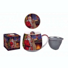 Duo Gift Porcelánbögre tetővel, fémszűrővel,430ml, dobozban, Santa Letter bögrék, csészék