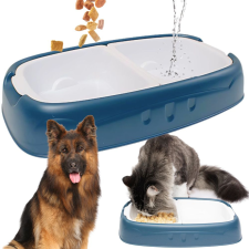  Dupla etetőtál kutyának macskának kivehető víz és étel tálak - kék kutyatál