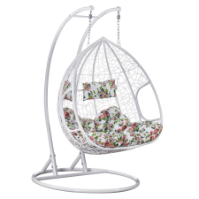  Dupla függőfotel, fehér/virágos minta, DELIA kerti bútor