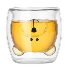 Duplafalú thermo pohár, medve formás, 250 ml üdítős pohár