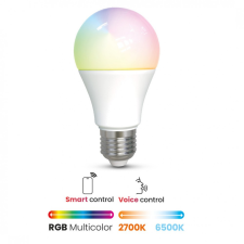 Dura SMART LED Round 9W RGB+W E27 normál forma, wifi, Bluetooth, Amazon Alexa, Google Voice Assistant izzó