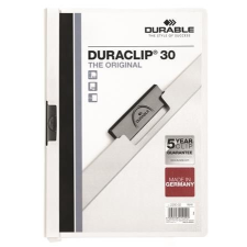 DURABLE Gyorsfűző, klipes, A4, DURABLE "DURACLIP® 30", fehér irattartó