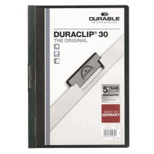 DURABLE Gyorsfűző, klipes, A4, DURABLE &quot;DURACLIP® 30&quot;, sötétzöld lefűző