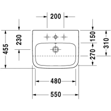  DuraStyle Mosdó félig beépíthető, 550mm, fehér szaniter