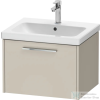 Duravit D-CODE 58,4x46 cm-es 1 fiókos alsószekrény mosdó és csaptelep nélkül, króm fogantyúval, matt taupe DC4665010910000