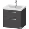 Duravit D-CODE 58,4x46 cm-es 2 fiókos alsószekrény mosdó és csaptelep nélkül, króm fogantyúval, matt grafit DC4670010490000