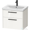 Duravit D-CODE 63,4x46 cm-es 2 fiókos alsószekrény mosdó és csaptelep nélkül, fekete fogantyúval, fényes fehér DC46710BD220000