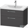 Duravit D-CODE 78,4x46 cm-es 2 fiókos alsószekrény mosdó és csaptelep nélkül, króm fogantyúval, matt grafit DC4672010490000