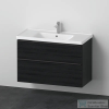 Duravit D-NEO 100x48 cm-es, 2 fiókos alsószekrény-1 csaplyukas mosdó kombináció, csaptelep nélkül, matt fekete tölgy DE012201616