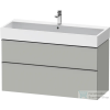 Duravit D-NEO 118,4x44,2 cm-es, 2 fiókos alsószekrény rozsdamentes acél hatású fogantyúval, mosdó és csaptelep nélkül, matt betonszürke DE4375070070000