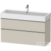 Duravit D-NEO 118,4x44,2 cm-es, 2 fiókos alsószekrény rozsdamentes acél hatású fogantyúval, mosdó és csaptelep nélkül, matt taupe DE4375070910000