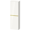 Duravit D-NEO 132x40x24 cm-es 1 ajtós félmagas szekrény arany színű fogantyúval, balos, fényes fehér DE1318L34220000