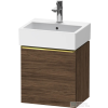 Duravit D-NEO 43,4x32,2 cm-es, 1 ajtós alsószekrény polírozott arany színű fogantyúval, mosdó és csaptelep nélkül, balos, sötét dió DE4217L34210000