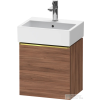 Duravit D-NEO 43,4x32,2 cm-es, 1 ajtós alsószekrény polírozott arany színű fogantyúval, mosdó és csaptelep nélkül, jobbos, matt dió DE4217R34790000