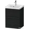 Duravit D-NEO 48,4x37,2 cm-es, 2 fiókos fali szekrény fekete fogantyúval 074250XXX mosdóhoz, matt fekete tölgy DE43500BD160000
