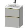 Duravit D-NEO 48,4x37,2 cm-es, 2 fiókos fali szekrény polírozott arany színű fogantyúval 074250XXX mosdóhoz, matt betonszürke DE4350034070000