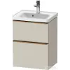 Duravit D-NEO 48,4x37,2 cm-es, 2 fiókos fali szekrény szálcsiszolt bronz fogantyúval 074250XXX mosdóhoz, matt taupe DE4350004910000