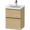 Duravit D-NEO 48,4x37,2 cm-es, 2 fiókos fali szekrény szálcsiszolt bronz fogantyúval 074250XXX mosdóhoz, natúr tölgy DE4350004300000