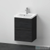 Duravit D-NEO 50x40 cm-es, 2 fiókos alsószekrény-1 csaplyukas mosdó kombináció, csaptelep nélkül, matt fekete tölgy DE0146016160000