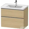 Duravit D-NEO 78,4x45,2 cm-es, 2 fiókos fali szekrény, rozsdamentes acél színű fogantyúval, 236780XXX mosdóhoz, natúr tölgy DE4355070300000