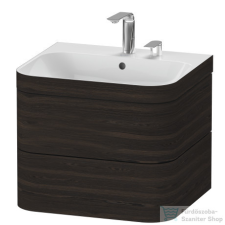 Duravit HAPPY D.2 PLUS 2 57,5 cm széles fiókos alsószekrény mosdóval,2 csaplyukkal,Brushed Walnut Real wood veneer HP4635E6969 fürdőszoba bútor