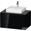 Duravit L-CUBE 82x55 cm-es, 2 fiókos alsószekrény mosdó és csaptelep nélkül, lakkozott fényes fekete LC4880040400000