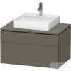 Duravit L-CUBE 82x55 cm-es, 2 fiókos alsószekrény mosdó és csaptelep nélkül, lakkozott matt szatén szürke LC4880090900000