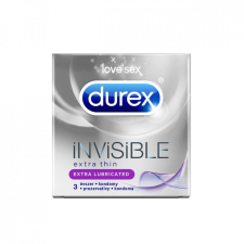 Durex Invisible Extra Lubricated vékony óvszer, extra síkosítással (3 db) óvszer