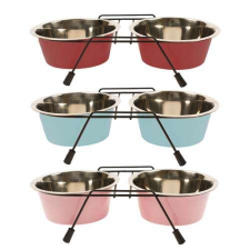  DUVO+ Színes fémtálak tartóval 16cm 2x950ml 1db kutyatál