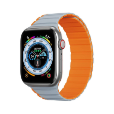 DUX DUCIS Apple Watch 4/5/6/7/8/9/SE/SE2/Ultra/Ultra2 okosóra szilikon szíj, 42/44/45/49mm kompatibilis, szürke-narancssárga, DUX DUCIS LD okosóra kellék