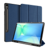 DUX DUCIS DOMO tok álló, bőr hatású (aktív FLIP, oldalra nyíló, TRIFOLD, asztali tartó, ceruza tartó) SÖTÉTKÉK Samsung Galaxy Tab S10 FE Plus WIFI (SM-X626), Galaxy Tab S10 FE Plus LTE (S
