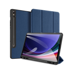DUX DUCIS DOMO tok álló, bőr hatású (aktív FLIP, oldalra nyíló, TRIFOLD asztali tartó funkció, textil minta) SÖTÉTKÉK Samsung Galaxy Tab S9 FE WIFI (SM-X510), Samsung Galaxy Tab S9 FE LTE tablet tok