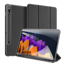 DUX DUCIS DOMO tok álló, bőr hatású (aktív FLIP, oldalra nyíló, TRIFOLD, S Pen tartó, textil minta) FEKETE Samsung Galaxy Tab S7 WIFI (SM-T870), Samsung Galaxy Tab S7 LTE 5G (SM-T876), Samsun tablet tok