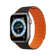 DUX DUCIS Mágneses Apple Watch SE, 8, 7, 6, 5, 4, 3, 2, 1 (41, 40, 38mm) Dux Ducis szíj (LD verzió) - Fekete és narancssárga színű tok okosóra kellék