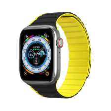DUX DUCIS Mágneses Apple Watch Ultra, SE, 8, 7, 6, 5, 4, 3, 2, 1 (49, 45, 44, 42 mm) Dux Ducis szíj (LD verzió) - Fekete/sárga színű tok okosóra kellék