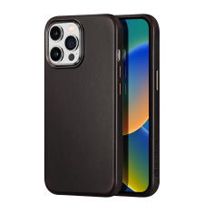 DUX DUCIS Naples tok iPhone 14 Pro bőrborítás (MagSafe kompatibilis) sötétbarna tok és táska