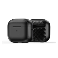 DUX DUCIS pecc szilikon tok (ütésállóság, karabíner, rombusz) fekete Apple airpods 3 tok és táska