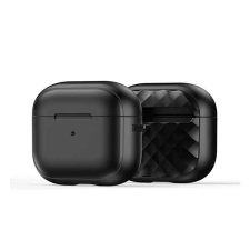DUX DUCIS PECC szilikon tok (ütésállóság, karabíner, rombusz) FEKETE Apple AirPods 3 tok és táska