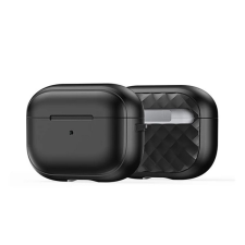 DUX DUCIS pecc szilikon tok (ütésállóság, karabíner, rombusz) fekete apple airpods pro 2 gp-154954 audió kellék
