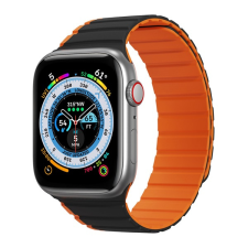 DUX DUCIS pótszíj (egyedi méret, szilikon, 3D minta, mágneses zár) FEKETE / NARANCSSÁRGA Apple Watch Series 7 41mm, Apple Watch Series SE 2 40mm, Apple Watch Series 2 38mm, Apple Watch Series 3 okosóra kellék