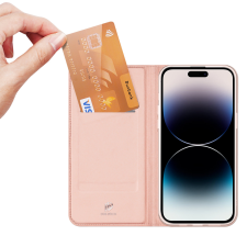 DUX DUCIS Skin Pro Wallet Case iPhone 15 Pro Max - Rózsaszín tok tok és táska