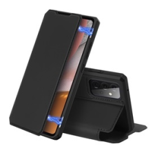DUX DUCIS Skin X bőrhatású flip mobiltelefon tok - fekete (Samsung Galaxy A72) tok és táska