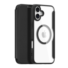 DUX DUCIS Skin X Pro MagSafe-kompatibilis könyvtok kártyatartóval iPhone 16 Plus - fekete tok és táska